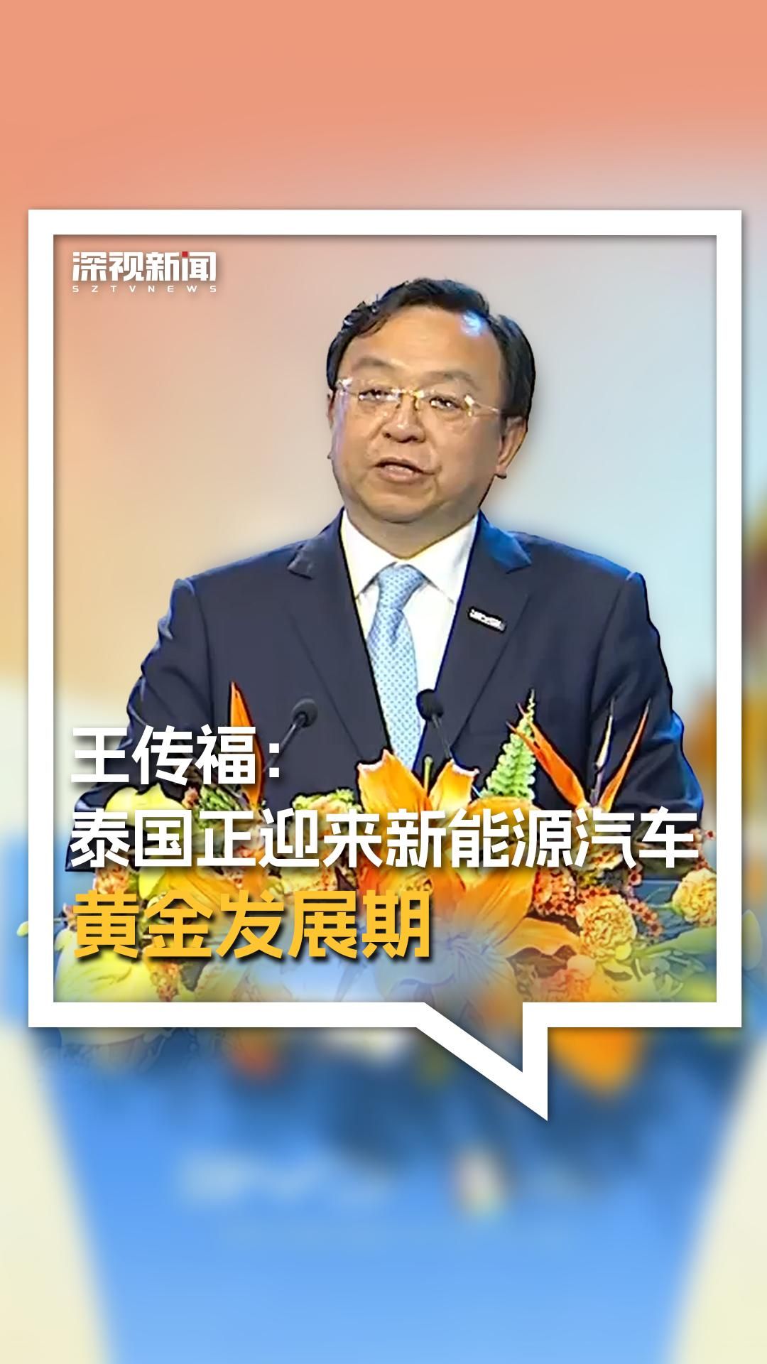 王传福:泰国正迎来新能源汽车黄金发展期